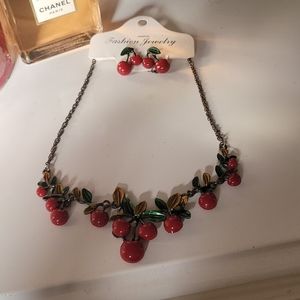 Cherry Necklace and Earrings